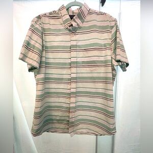 Mens SZ L Banana Republic button up shirt grey mint white